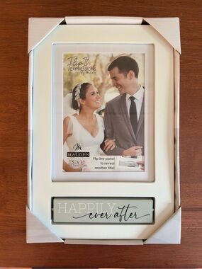 NIB Malden Flip It Expressions 5x7 Wedding Picture Frame Happily Ever After Reve